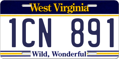 WV license plate 1CN891