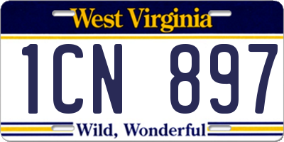WV license plate 1CN897
