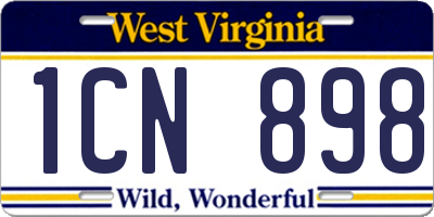 WV license plate 1CN898