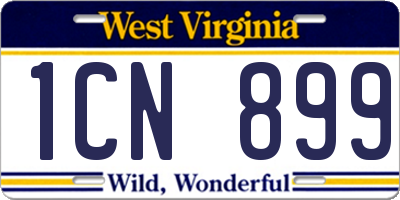 WV license plate 1CN899