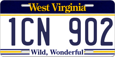 WV license plate 1CN902
