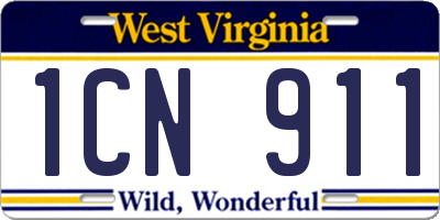 WV license plate 1CN911