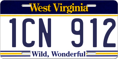 WV license plate 1CN912
