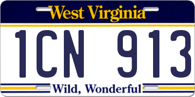 WV license plate 1CN913