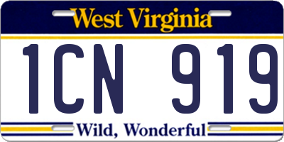 WV license plate 1CN919