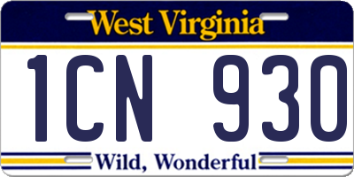 WV license plate 1CN930