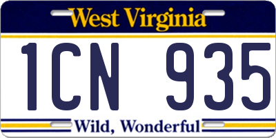 WV license plate 1CN935