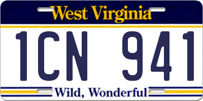 WV license plate 1CN941