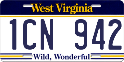 WV license plate 1CN942