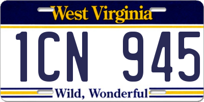 WV license plate 1CN945