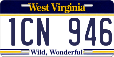 WV license plate 1CN946