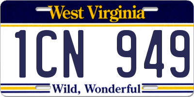 WV license plate 1CN949