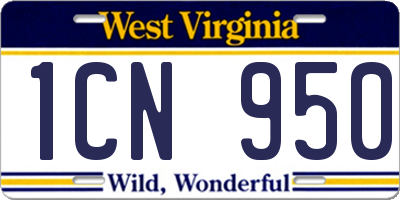 WV license plate 1CN950