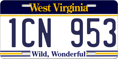 WV license plate 1CN953