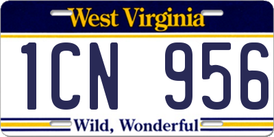 WV license plate 1CN956