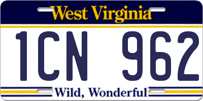 WV license plate 1CN962