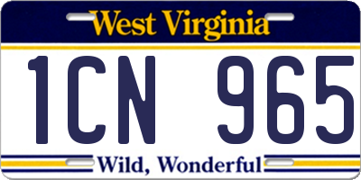 WV license plate 1CN965