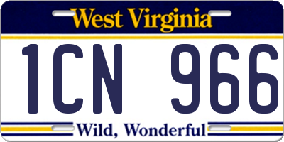 WV license plate 1CN966