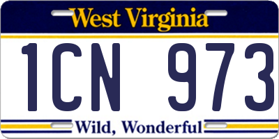 WV license plate 1CN973