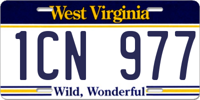 WV license plate 1CN977