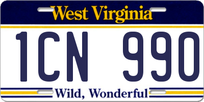WV license plate 1CN990
