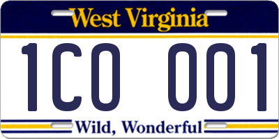 WV license plate 1CO001