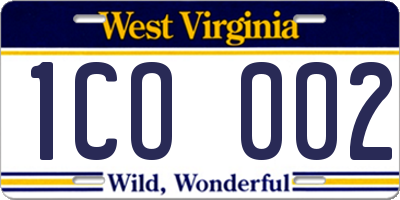 WV license plate 1CO002