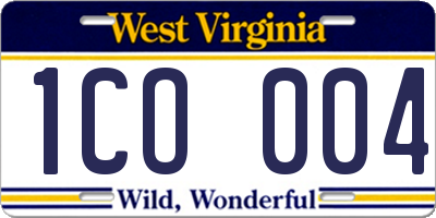 WV license plate 1CO004