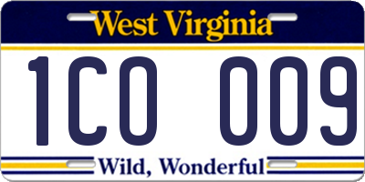 WV license plate 1CO009