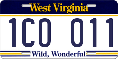 WV license plate 1CO011