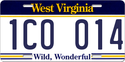 WV license plate 1CO014