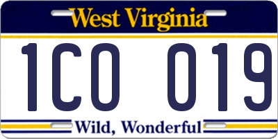 WV license plate 1CO019