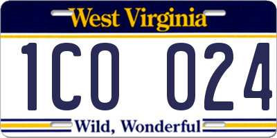 WV license plate 1CO024