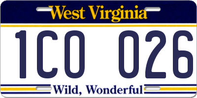 WV license plate 1CO026