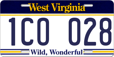 WV license plate 1CO028