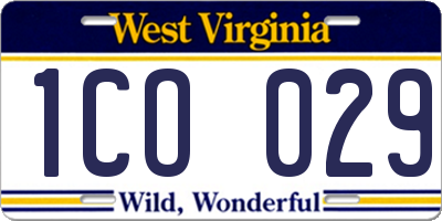 WV license plate 1CO029