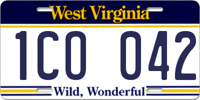WV license plate 1CO042
