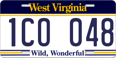 WV license plate 1CO048