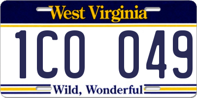 WV license plate 1CO049