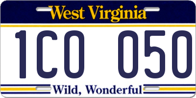 WV license plate 1CO050