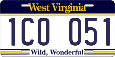 WV license plate 1CO051