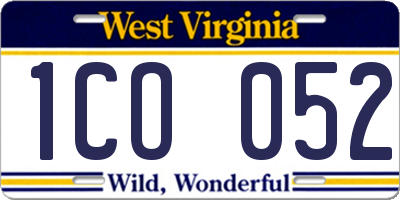 WV license plate 1CO052
