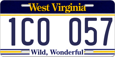 WV license plate 1CO057
