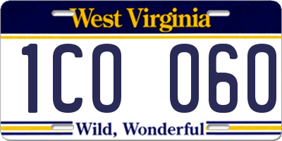 WV license plate 1CO060