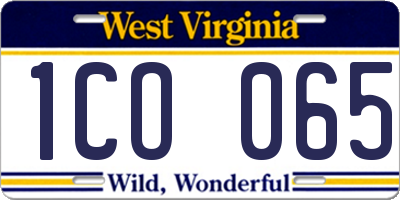WV license plate 1CO065