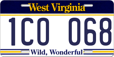 WV license plate 1CO068