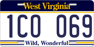 WV license plate 1CO069