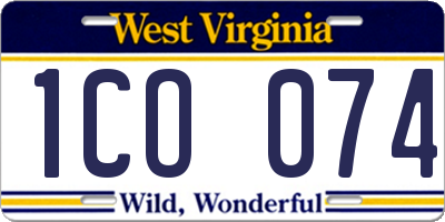 WV license plate 1CO074