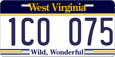 WV license plate 1CO075