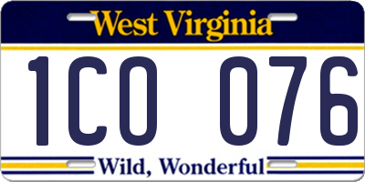 WV license plate 1CO076